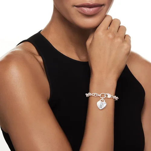 Miniatura 2 de Ross-Simons Sterling Silver Personalized Heart Charm Bracelet