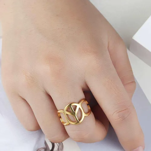 Miniatura 3 de Jude Jewelers Anillo de acero inoxidable con signo de paz mundial, emblema de clase escolar, cóctel, fiesta, graduación