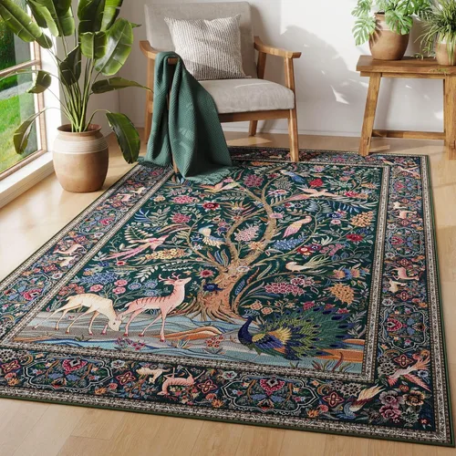 Miniatura 54 de Rugcomf Alfombra de pasillo lavable para cocina 2'6''x8' Alfombra de pasillo para entrada interior floral antideslizante alfombra suave para Azul