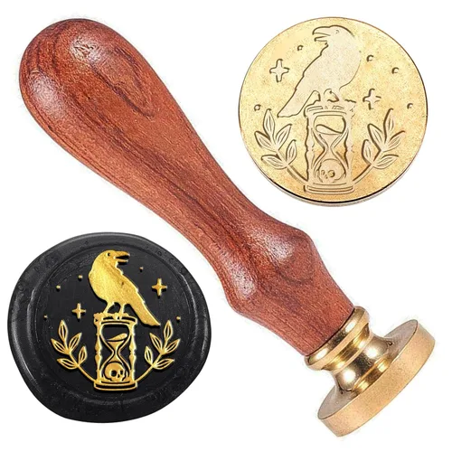 Miniatura 11 de Sello de cera para árbol de Navidad, sello de cabeza de latón de nieve de 1 pulgada con mango de madera, sello de cera de sellado de Navidad