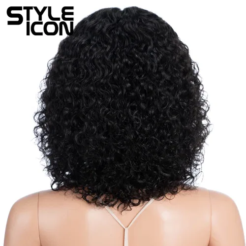 Miniatura 4 de Style Icon Pelucas de cabello humano, pelucas cortas y rizadas afro, pelucas afro esponjosas con parte en T, onda profunda, prearrancadas HD, encaje