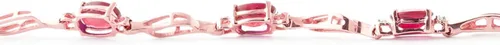 Miniatura 5 de Galaxy Gold GG Pulsera de tenis de oro rosa macizo de 14 quilates, diamante rubí de 4.21 quilates, Gema, Rubí