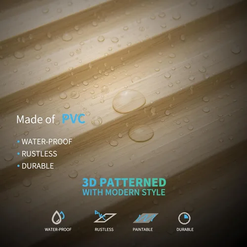 Miniatura 6 de Art3d Paquete de 6 paneles de pared 3D con diseño de listones para decoración de paredes interiores, baldosas decorativas de techo suspendido de PVC