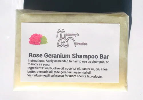 Miniatura 4 de Jabón en barra de champú para el cabello, aroma a geranio rosa