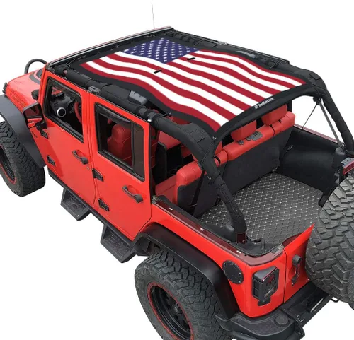 Miniatura 77 de Shadeidea JK - Parasol superior compatible con Jeep Wrangler JKU, cubierta de techo de malla suave (2007-2018) - Bloqueador de ruido de viento UV