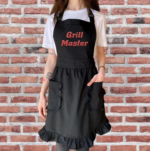 Miniatura 3 de TEEAMORE Delantal bordado personalizado con volantes para cocina, horneado, parrilla, limpieza, disfraz de sirvienta, delantal de mujer con bolsillos