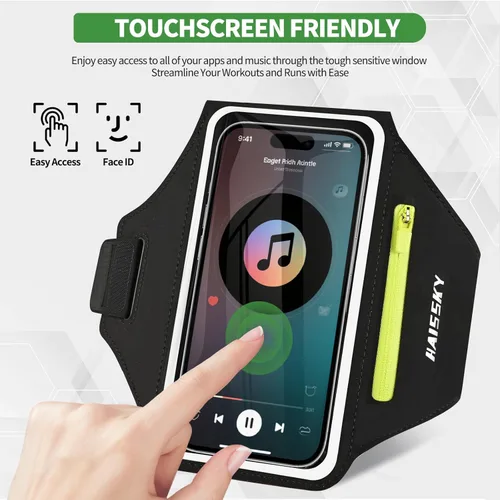 Miniatura 4 de Brazalete para Correr con Bolsa para Auriculares para iPhone 16/15/14 Max/Pro/Plus y Galaxy S20/S10, Compatible con Pantalla Táctil, Soporte