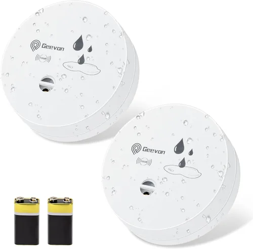Miniatura 11 de Geevon 1 paquete de detectores de fugas de agua, sensor de agua de 100 dB, detector de inundación para sótanos, baños, lavanderías, cocinas, garajes