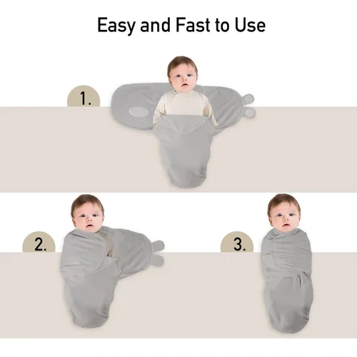 Miniatura 5 de Sacos de Dormir Orgánicos para Bebé, Paquete de 3 Arrullos para Recién Nacidos Artículos Esenciales para Bebés, Infantil 0-3 Meses, 100% Algodón