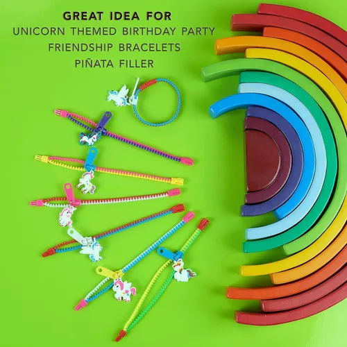 Miniatura 5 de UpBrands Juego de pulseras con cremallera de unicornio a granel, kit para fiesta de cumpleaños de unicornio, bolsas de golosinas y rellenos
