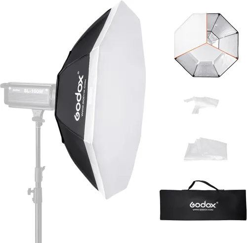 Godox Softbox Octagonal de 37"/95 cm Difusor y Modificador de Luz de Fotografía con Montura Bowens Speedring para Iluminación de Estudio de Luz