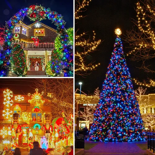 Miniatura 4 de JMEXSUSS Guirnalda de 250 luces LED que cambian de color, 11 modos, luces cálidas y multicolor para árbol de Navidad con luces de Navidad remotas al