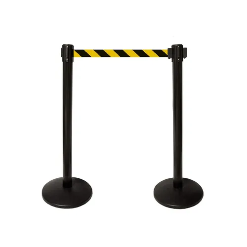 Miniatura 13 de Juego combinado de barrera de puntal de seguridad de cola de cinturón retráctil HT de 40 pulgadas (2 postes de cinturón negro)