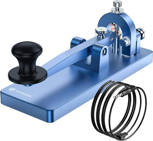 Miniatura 9 de Putikeeg CW Telegraph Key - Llave clásica de código morse de acero inoxidable resistente, radioaficionado de onda corta, oscilador de práctica
