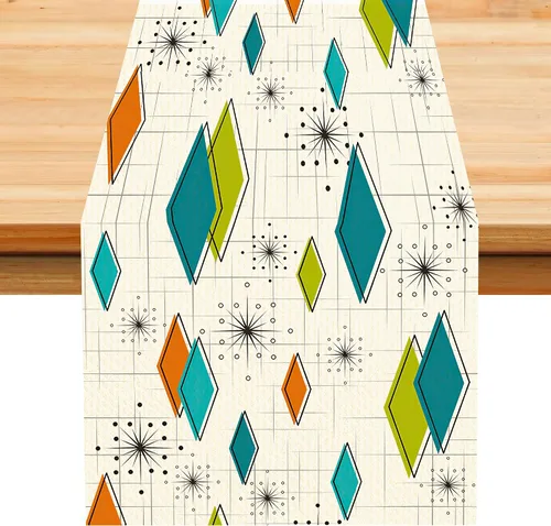 Miniatura 50 de Camino de mesa con estampado de piel de vaca, lino y algodón, rústico, estilo occidental, color negro, marrón, piel de vaca, para decoración