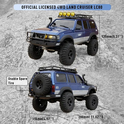 Miniatura 4 de BEEZRC FMS RC Crawler 1/18 FCX18 Land Cruiser LC80 RTR Toyota con licencia 4WD RC Rock Truck 2.4Ghz 900mAh Hobby Grade RC Car Model Mini Auto de Azul
