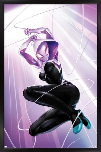 Miniatura 8 de Marvel Comics Ghost Spider - Póster de pared #1, 22.4 pulgadas de largo x 14.7 pulgadas de ancho, versión enmarcada de madera de granero