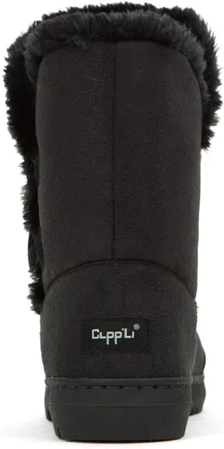 Miniatura 4 de CLPP'LI - Botas de nieve de invierno con dos botones, impermeables, con forro completo de piel, para mujer