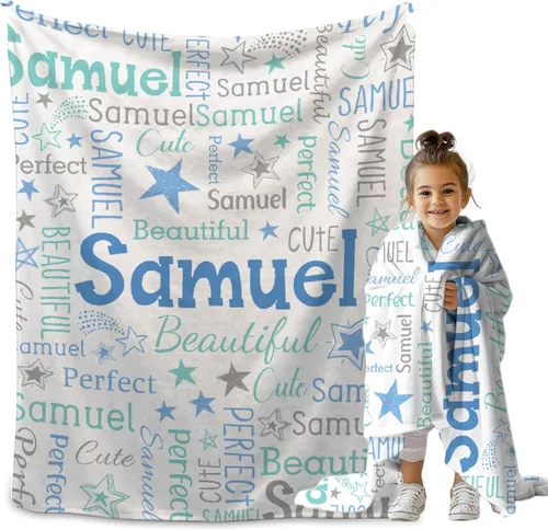 Miniatura 41 de Manta personalizada de bosque azul para niños y niñas, manta personalizada de animales salvajes, regalos para bebé, vaca, guardería, mantas