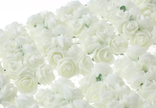 Miniatura 2 de 144 mini rosas falsas de espuma artificial con varillas de alambre, accesorios de flores de boda, accesorios para hacer pinzas para el cabello