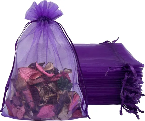 Miniatura 15 de Jexila - 100 bolsas de organza naranja de 5 x 7 pulgadas con cordón para calabazas de Halloween, bolsas de regalo para niños, bolsas de dulces