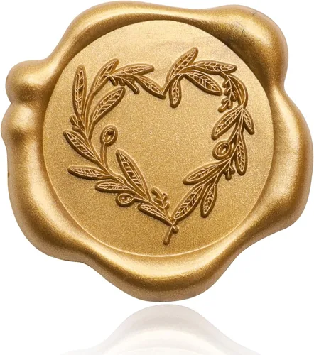 Miniatura 2 de SWANGSA 50 calcomanías de sellado de cera de laca de oro antiguo, diseño de ramas de corazón, impermeables, autoadhesivas, para invitación, tarjetas