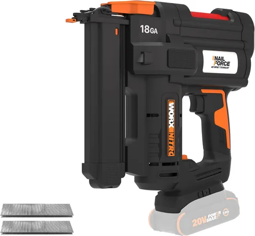 Worx Nitro - Grapadora inalámbrica de corona estrecha de calibre 18 de 20 V, pistola de grapas inalámbrica que dispara hasta 80 grapas/minuto,
