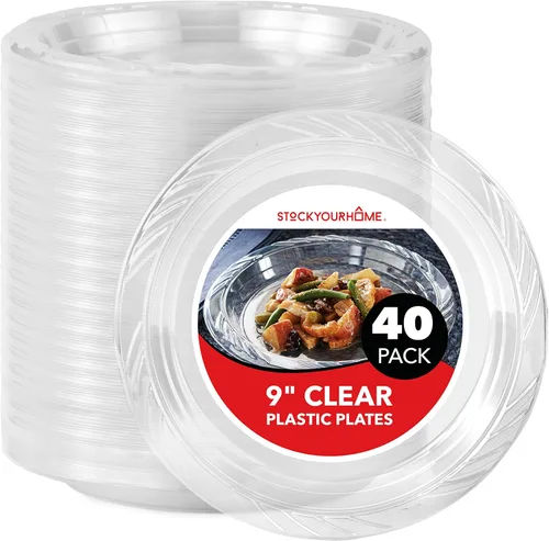 Miniatura 14 de Stock Your Home 240 unidades, platos de plástico transparente de 7 pulgadas, flexibles, platos desechables resistentes para fiestas, para recepción