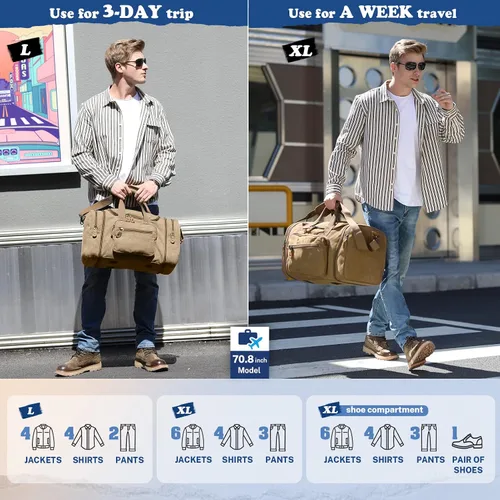 Miniatura 5 de Plambag - bolsa de lona para viaje, 50 L, bolsa de fin de semana, Coffee), PB058CE