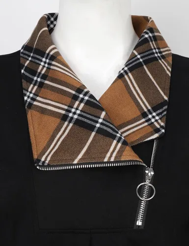 Miniatura 3 de VALOLIA Sudadera casual de manga larga con cremallera y solapa para mujer, túnica a la moda