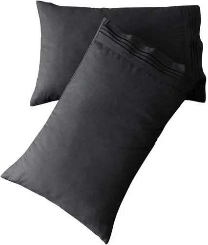 Miniatura 24 de SONORO KATE Juego de fundas de almohada de lujo de microfibra cepillada 1800 ropa de cama - sin arrugas, (gris, 2 fundas de almohada estándar)