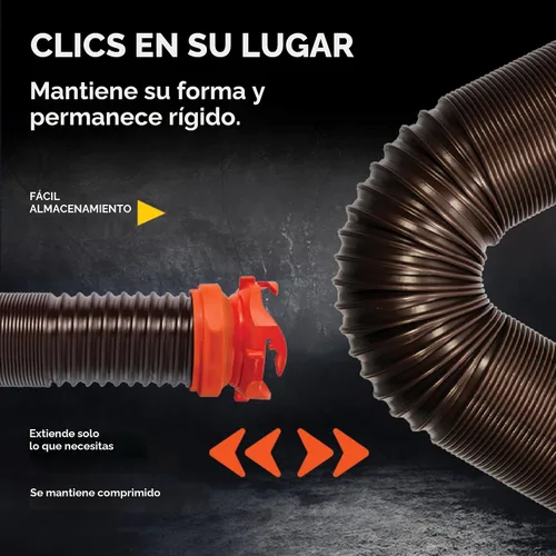Miniatura 3 de Kit de manguera de alcantarillado RhinoFLEX de Camco de 15 pies para vehículos recreativos - Incluye codo transparente con adaptador extraíble 4