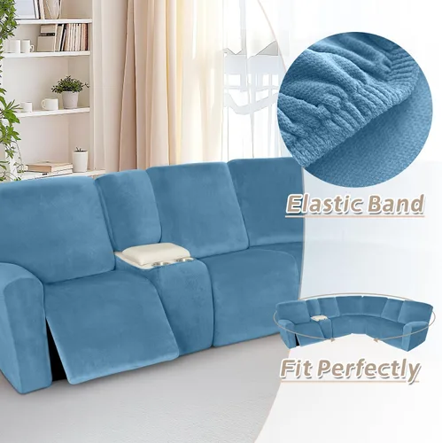Miniatura 532 de Arfntevss Fundas de sofá seccional reclinable de terciopelo, Funda de sofá seccional de esquina para sofá reclinable, Funda elástica suave