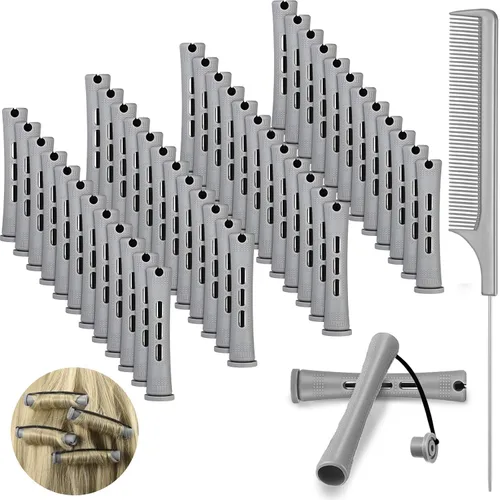 Miniatura 8 de 48 piezas de varillas para el cabello permanente, varillas cortas de onda fría, planchas de permanente de plástico, rulos para rizar el cabello