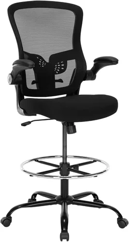 Miniatura 4 de Silla de dibujo, silla de oficina alta, silla de escritorio ergonómica de pie con reposabrazos abatibles, silla de trabajo de computadora de altura