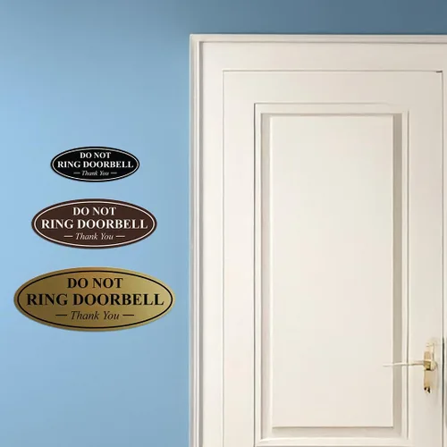 Miniatura 6 de All Quality Cartel de agradecimiento ovalado con texto en inglés «Do not Ring DOORBELL», color negro, pequeño, 1 paquete