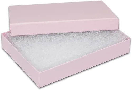 TheDisplayGuys - Paquete de 25 cajas de regalo de cartón kraft #53 con relleno y tapa de algodón, color rosa, (5.4 x 3.9 x 1.0 pulgadas)