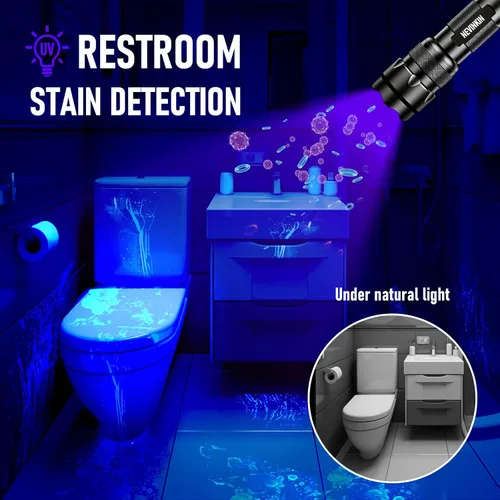 Miniatura 8 de Linterna UV 365nm Linterna de luz negra, potente linterna ultravioleta para manchas de orina de mascotas, pegamento UV curado, escorpiones, resina