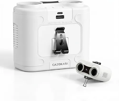 Miniatura 12 de CAZOKASI Ventilador personal con clip para la cintura, recargable, portátil, manos libres, para viajar, trabajar, al aire libre, oficina