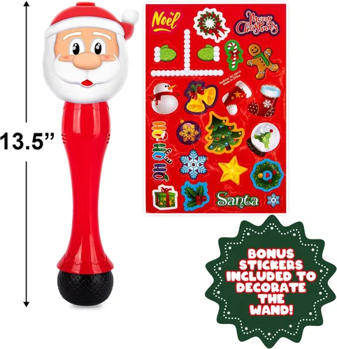 Miniatura 8 de ArtCreativity Varita de burbujas de Papá Noel iluminado para niños, regalos de Navidad para niños, soplador de burbujas de 14 pulgadas con luz