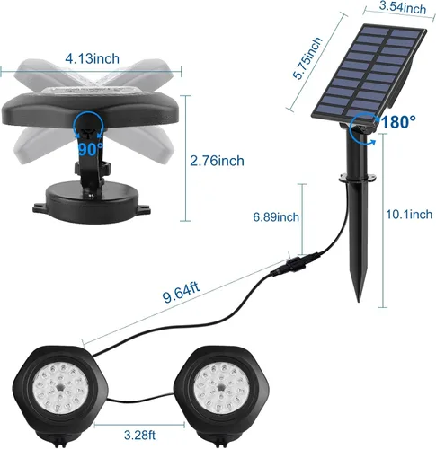 Miniatura 6 de Luces solares para estanque, 18 LED RGB superbrillantes, focos subacuáticos que cambian de color, luz sumergible para estanque, luces de fuente