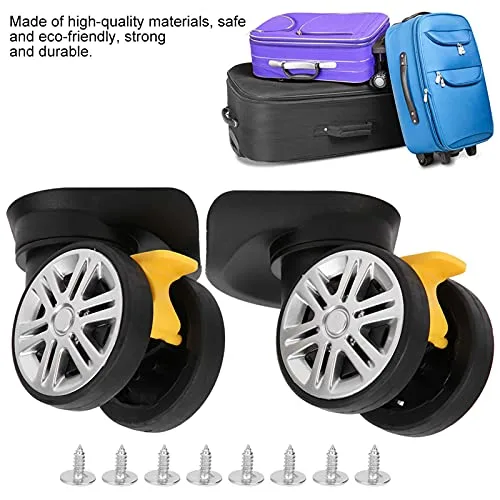 Miniatura 2 de Paquete de 2 ruedas universales de repuesto para maleta de equipaje con freno para accesorio de maleta