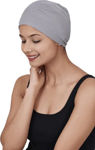 Miniatura 3 de SAKUCHI Sombreros de quimioterapia sólidos para dormir de bambú suave para mujer, gorro de cáncer