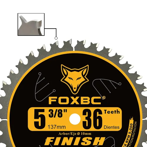 Miniatura 6 de FOXBC Hoja de sierra circular de carburo de 5-3/8 pulgadas con acabado de madera con eje de 0.394 in