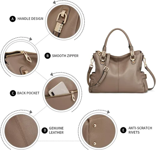 Miniatura 31 de Kattee Cartera bandolera estilo urbano de cuero para mujer