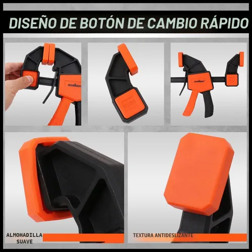 Miniatura 5 de HORUSDY Paquete de 8 abrazaderas de barra para carpintería, abrazaderas de barra de 12" y 6", juegos de abrazaderas para carpintería, abrazaderas