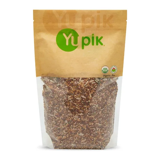 Yupik Mezcla de semillas orgánicas Super 6, 1 kg (1000 g), libre de transgénicos, kosher, vegano, rico en fibra, nutritivo snack y cobertura cruda,