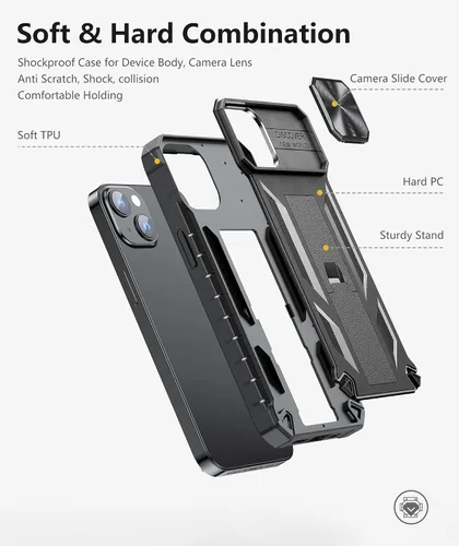 Miniatura 5 de SOiOS Funda resistente para iPhone 13 Mini y 12 Mini: con función atril y diapositiva 13 mini 12 mini, funda protectora para teléfono celular