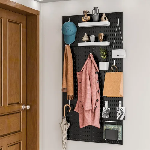 Miniatura 4 de Kit de combinación de tablero de clavijas para organizador de pared, kits de tablero de clavijas montadas en la pared para cocina, dormitorio, Negro