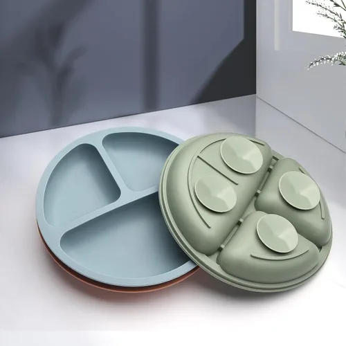 Miniatura 4 de Eascrozn Platos para niños pequeños, 3 unidades, placas de succión divididas para bebé, 100% silicona de grado alimenticio, antideslizantes